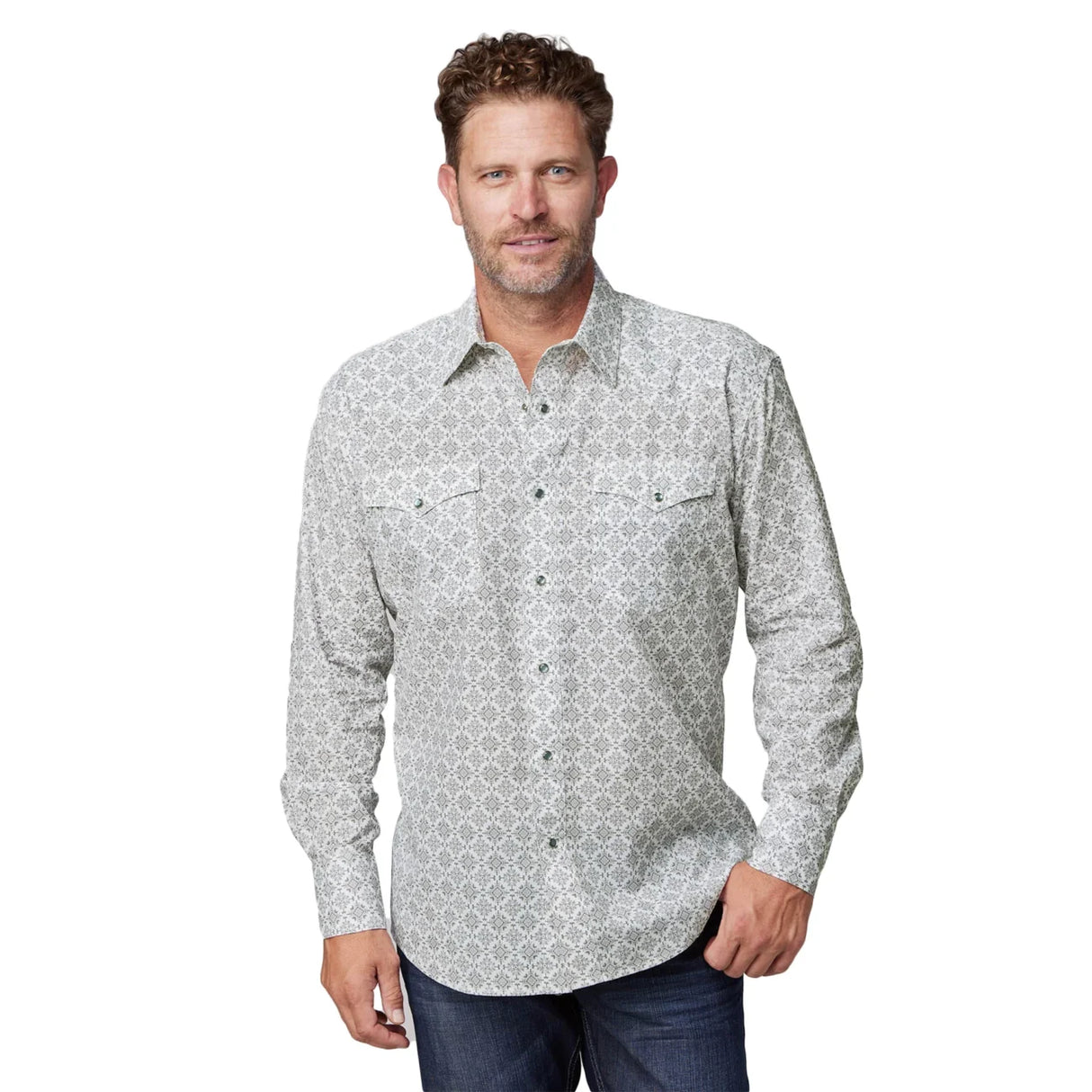 Roper Mens Amarillo Collection LS Shirt 'Grey'