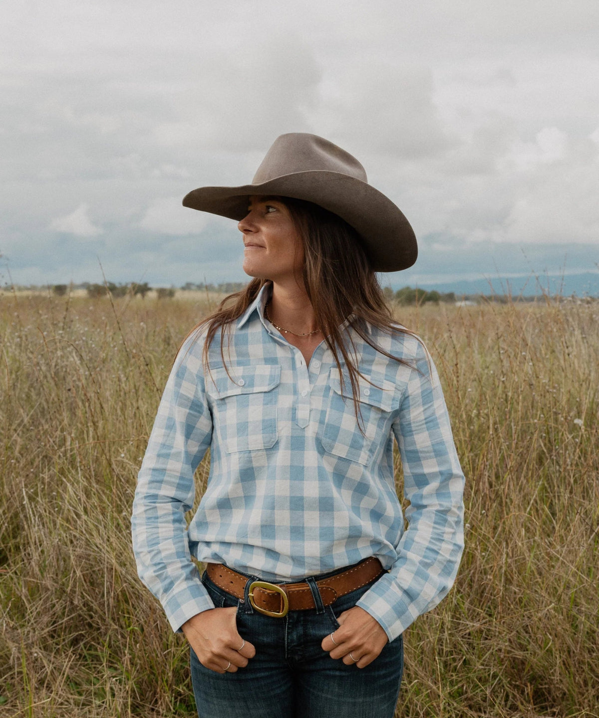 Black Colt Work Shirt - Light Blue Check