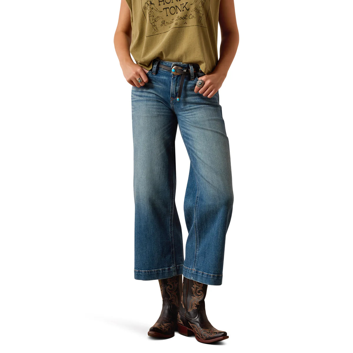 Ariat Wmns Perfect Rise Jazmine Wide Leg Crop Jeans