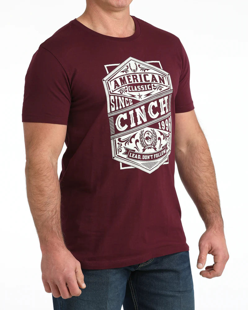 CINCH Mens T-Shirt Burgundy