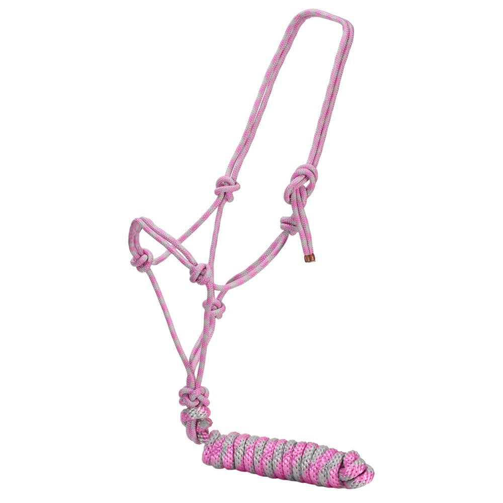 Rope Halter & Lead PINK/GREY 10'/3.05M