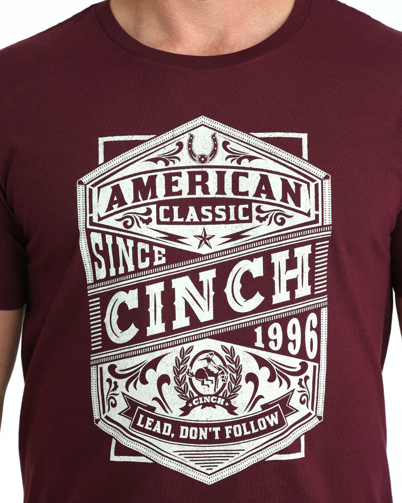 CINCH Mens T-Shirt Burgundy