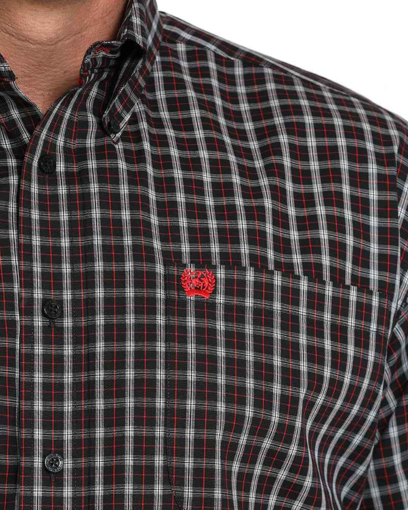 CINCH Mens LS Black Check Shirt
