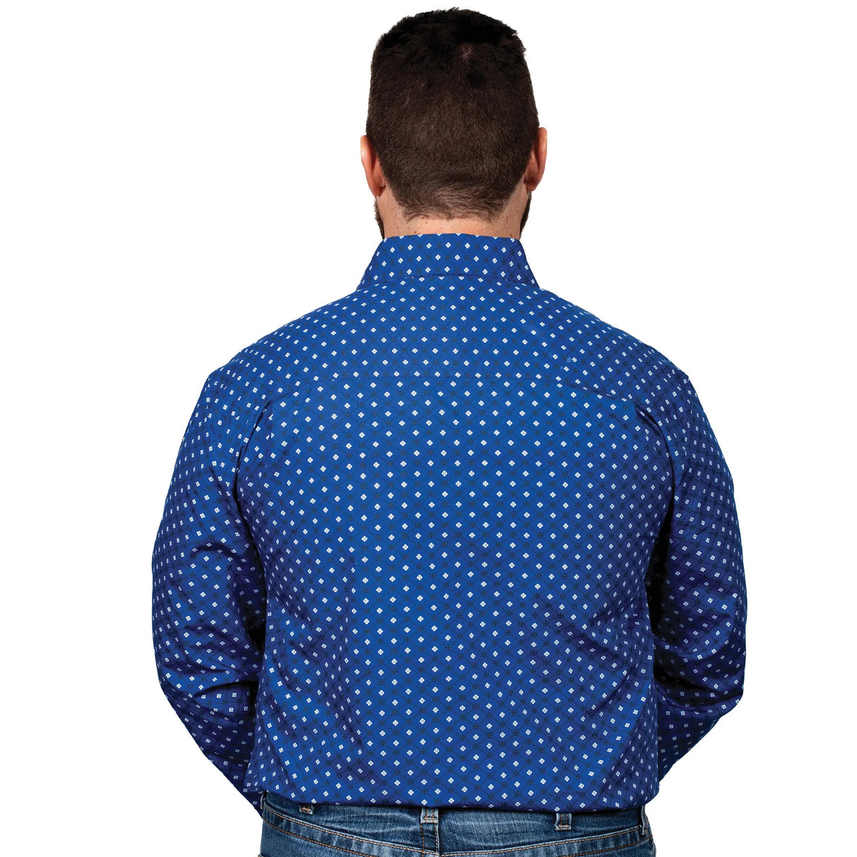 Mens Austin Pattern Workshirt - Cobalt/White