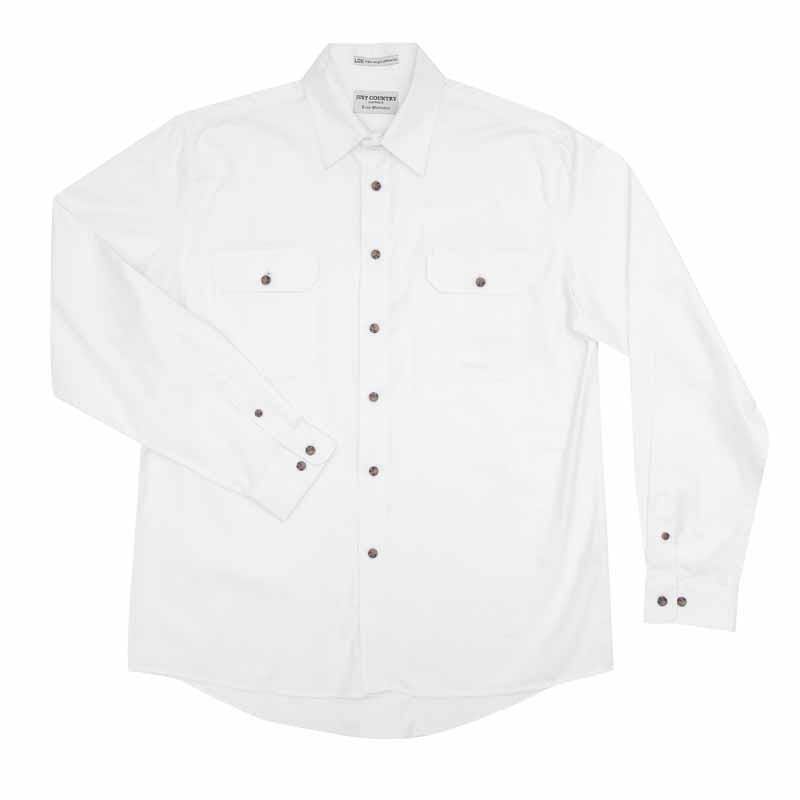 Mens Evan Workshirt LS FB White 2