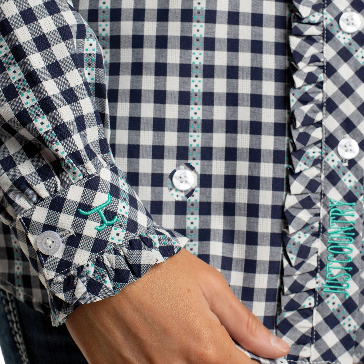 JC Wms Abbey Frills - Patriot Blue and White Check