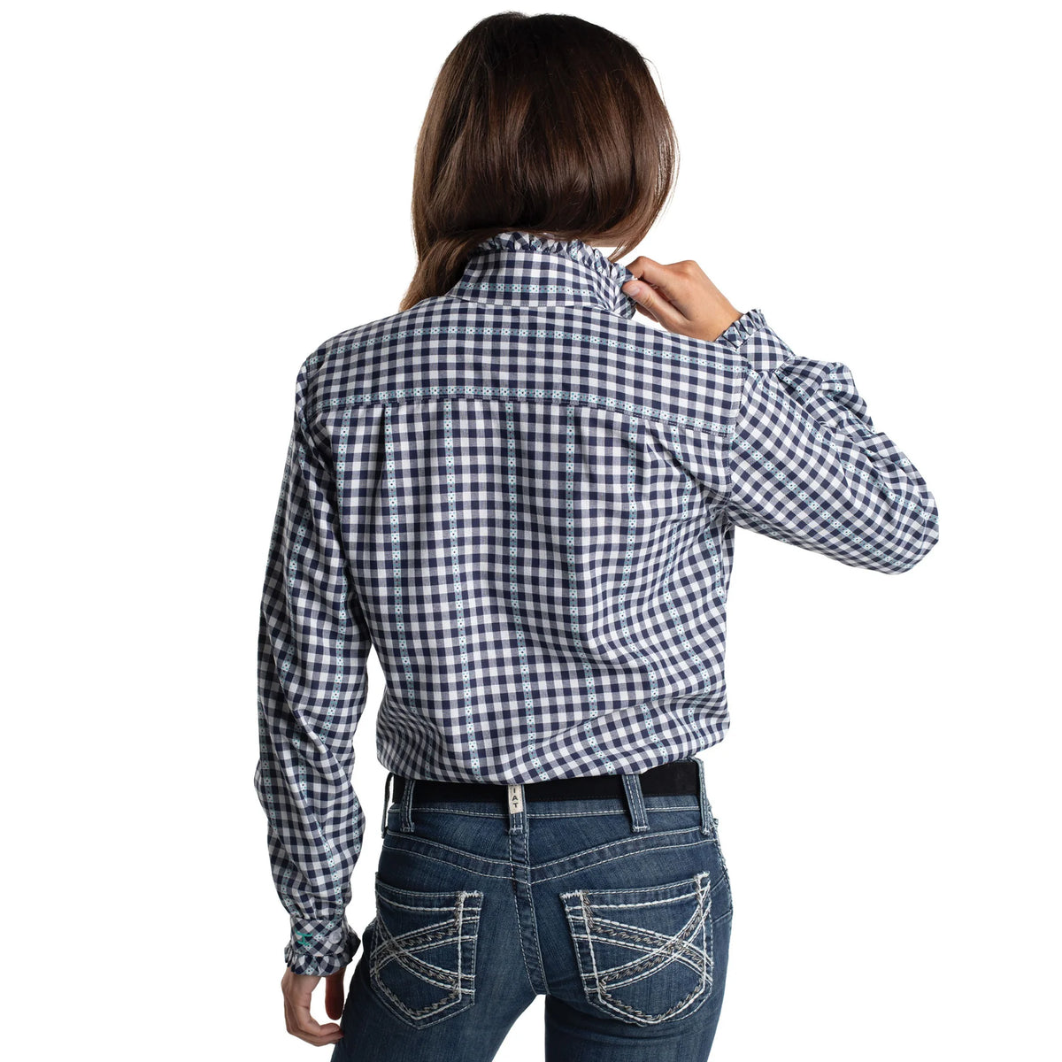 JC Wms Abbey Frills - Patriot Blue and White Check