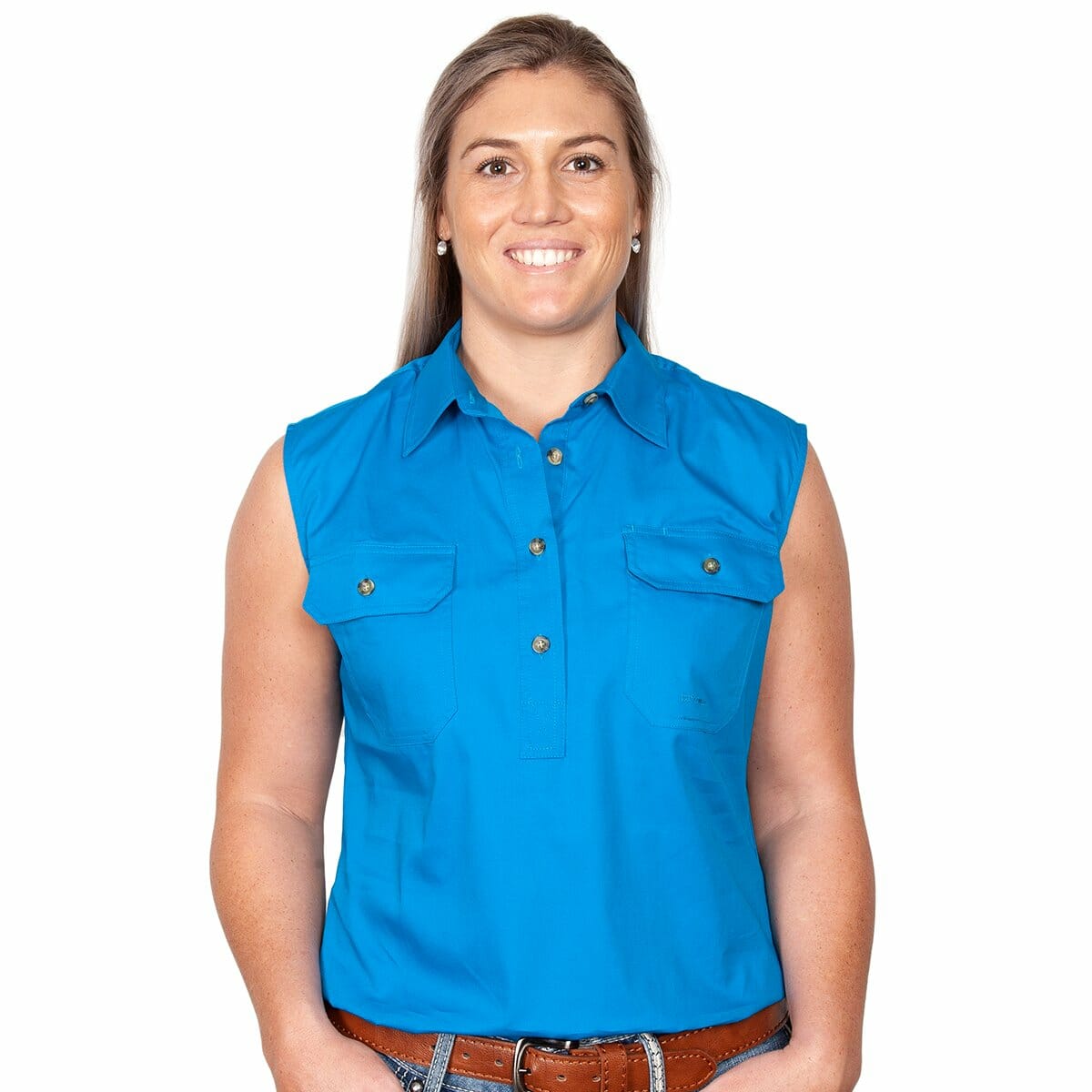 Womens Kerry Workshirt S less Blue Jewel