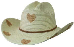 Sunbody Kids Cattleman Brown Palm Hearts Hat