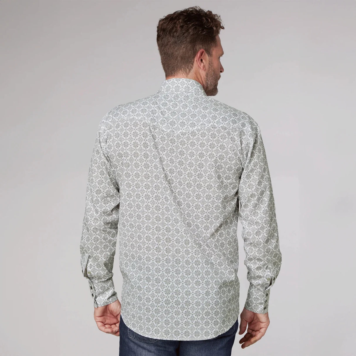 Roper Mens Amarillo Collection LS Shirt 'Grey'
