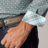 Roper Mens Amarillo Collection LS Shirt 'Green'