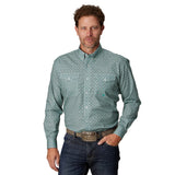 Roper Mens Amarillo Collection LS Shirt 'Green'