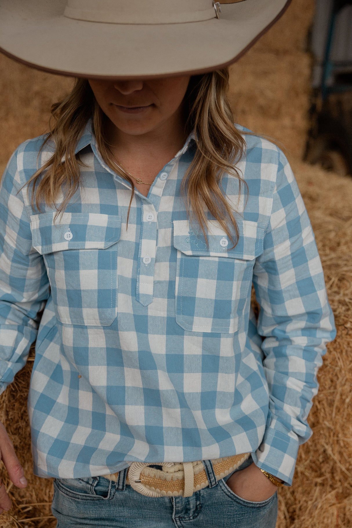 Black Colt Work Shirt - Light Blue Check