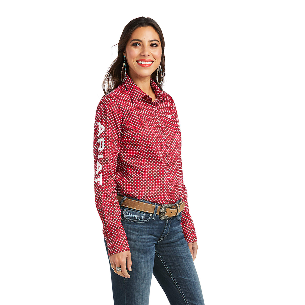 Ariat Womens Team Kirby Stretch LS Shirt Persian Red