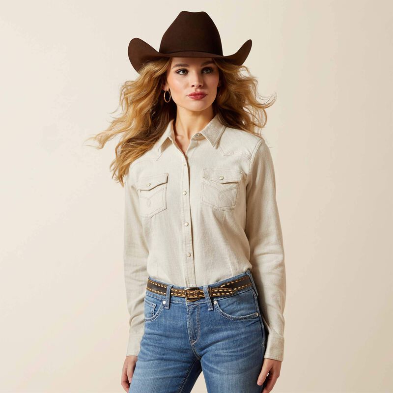 Ariat Womens Papyrus Cord Western Snap LS