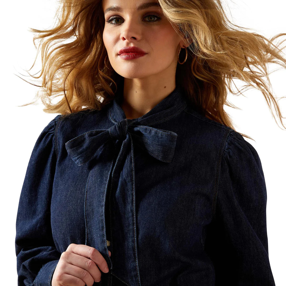 ARIAT WOMENS PUFF SLEEVE DENIM LS SHIRT