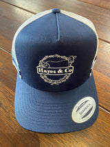 Flexfit Stripe Hayes and Co Trucker Barbed Circle LOGO NAVY/WHITE