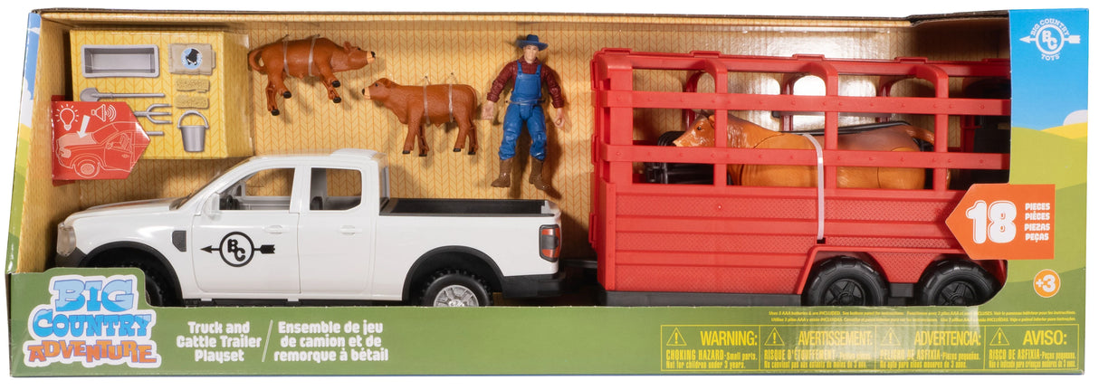 Big Country Toys - 18pc Truck and Cattle Trailer Playset