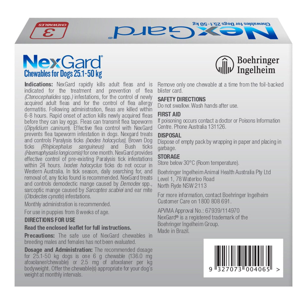 Nexgard Chews 25.1-50KG  3pk
