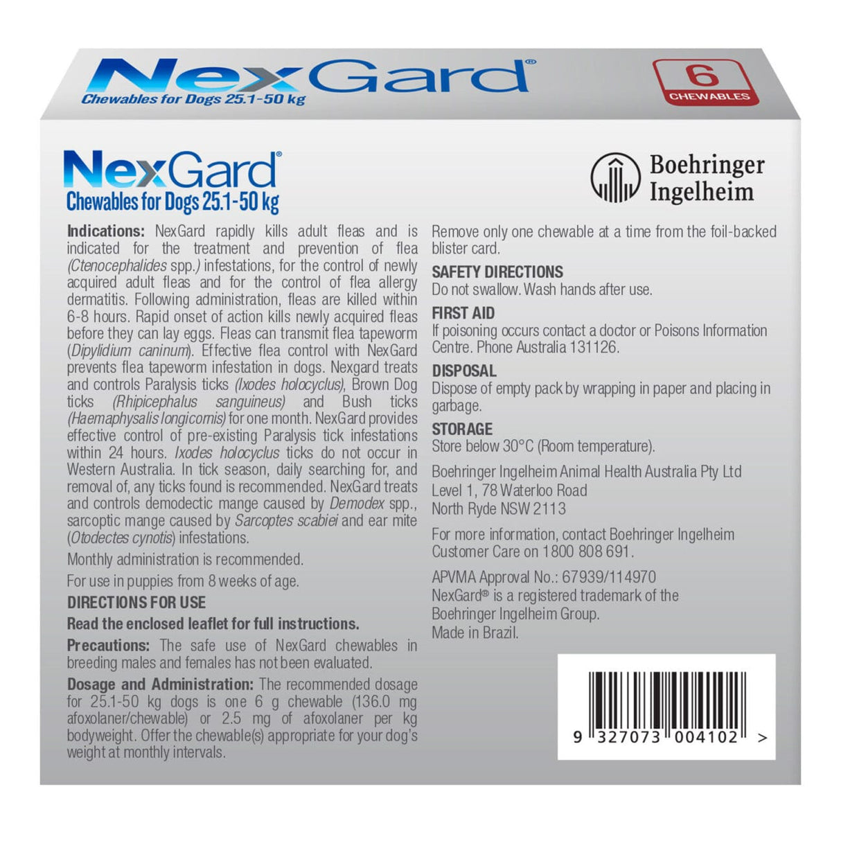 Nexgard Chews 25.1-50KG 6 pk
