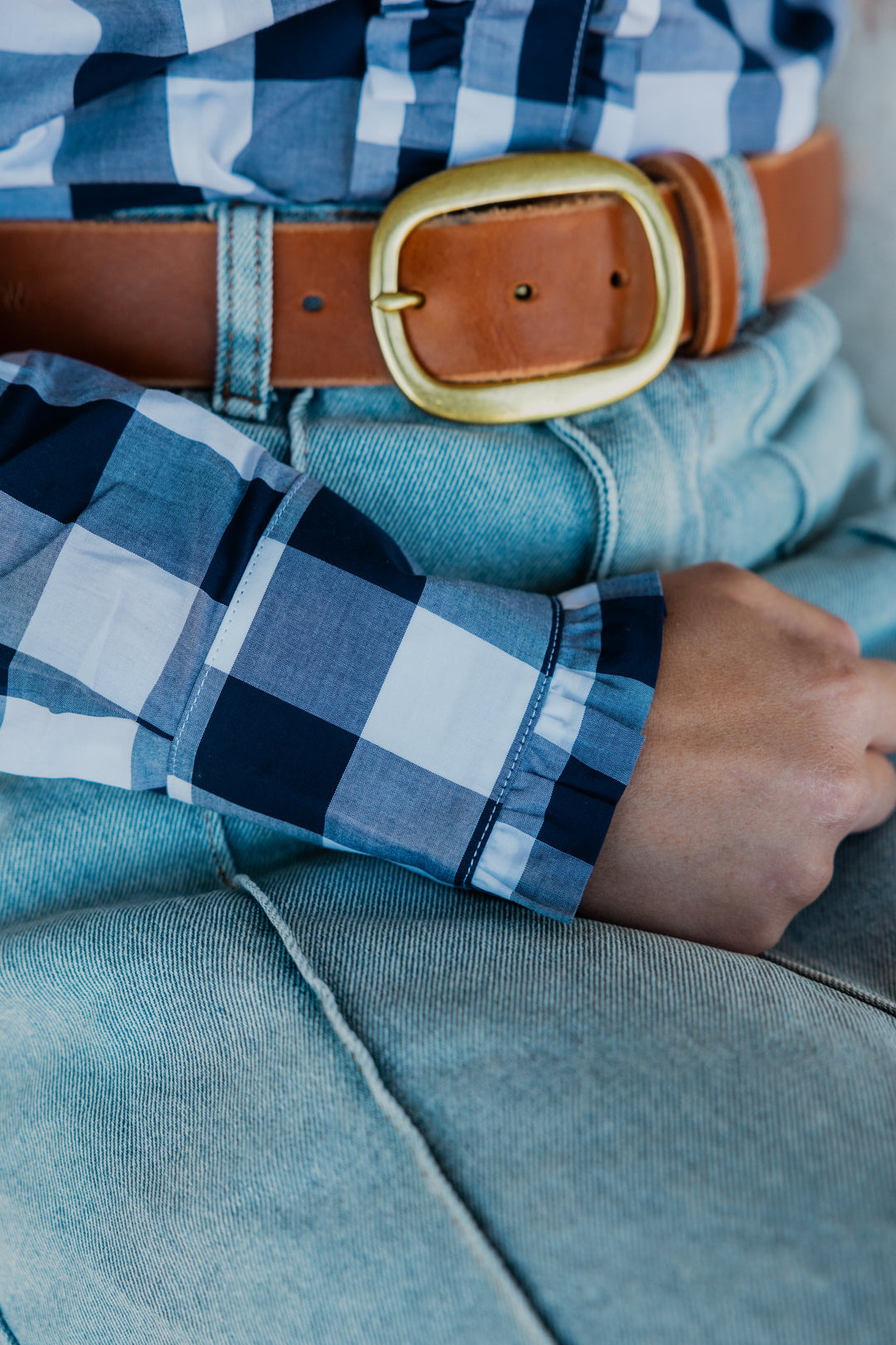 Sara - Navy Check LS