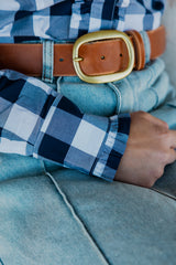 Sara - Navy Check LS