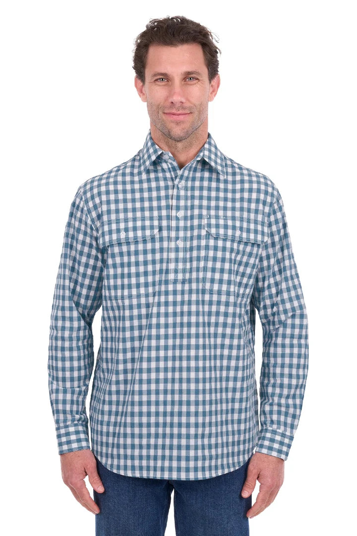Hard Slog Mens Brooks 1/2 Button LS Shirt