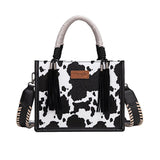 Wrangler Cow Print Tassel Crossbody Bag