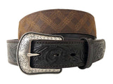 Roper Mens Belt -1.1/2" Wide Genuine Leather Diamond Stitched