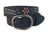 Roper Womens Distressed Leather Embroidered Belt 1.1/2"
