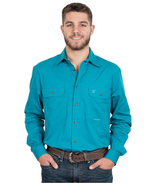 Mens Evan Workshirt LS FB OCEAN