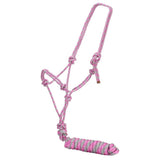 Rope Halter & Lead PINK/GREY 10'/3.05M