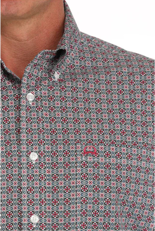 Cinch Mens Medallion Print SS Shirt