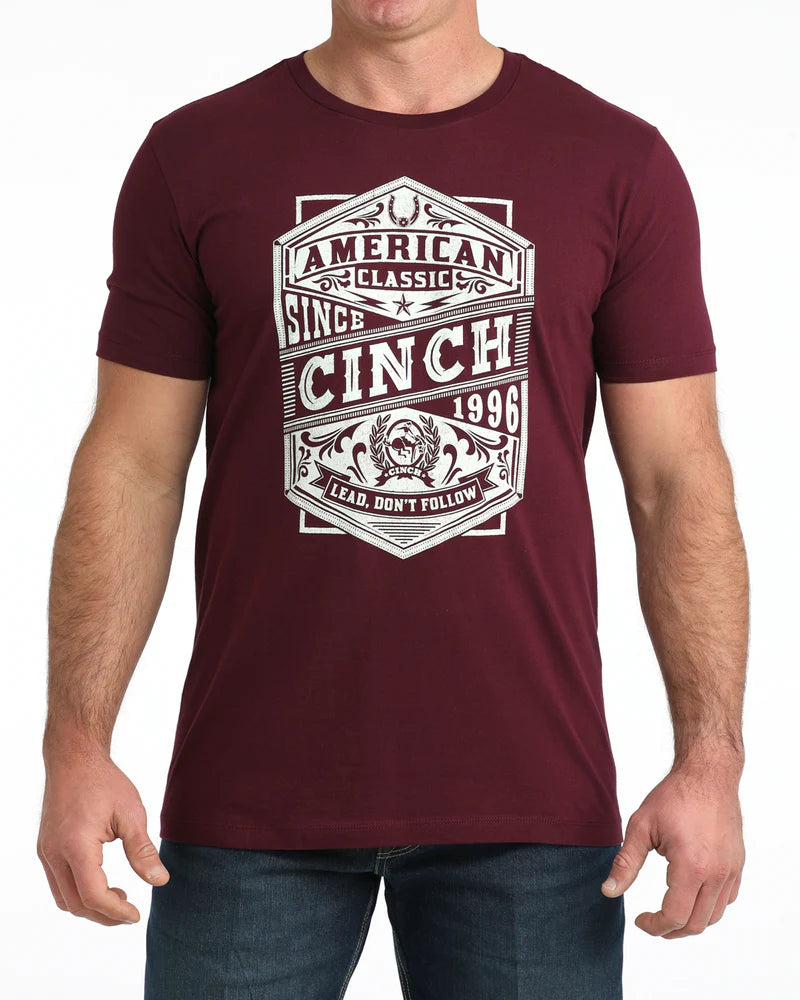 CINCH Mens T-Shirt Burgundy