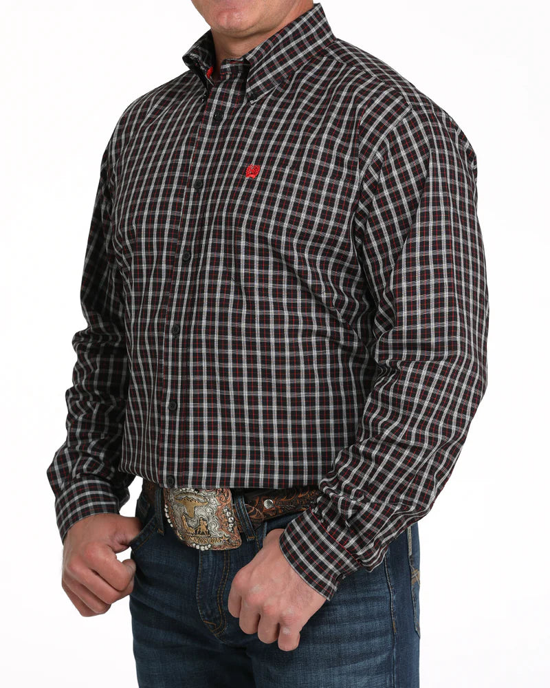 CINCH Mens LS Black Check Shirt
