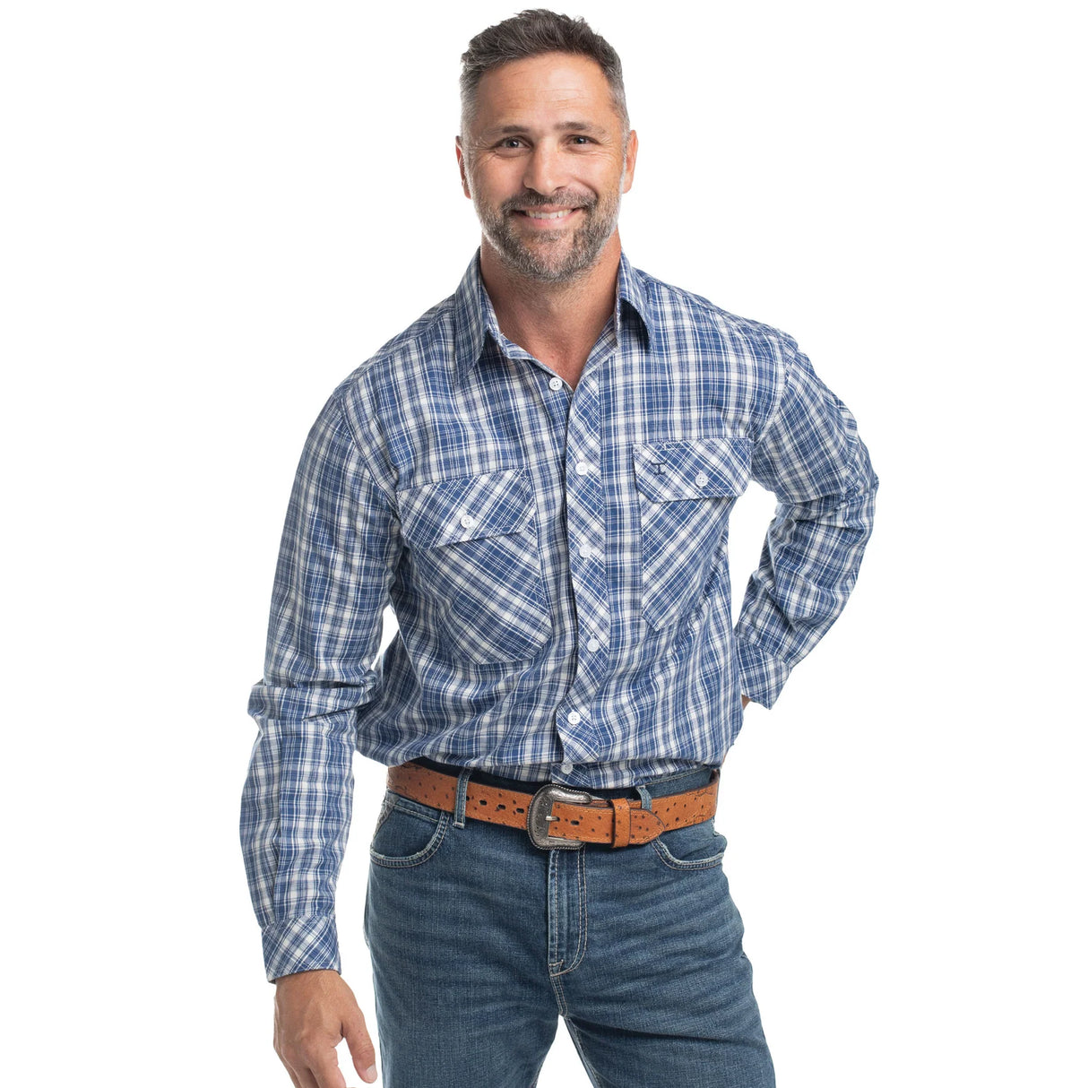 Just Country Austin FB Royal Blue and White Plaid