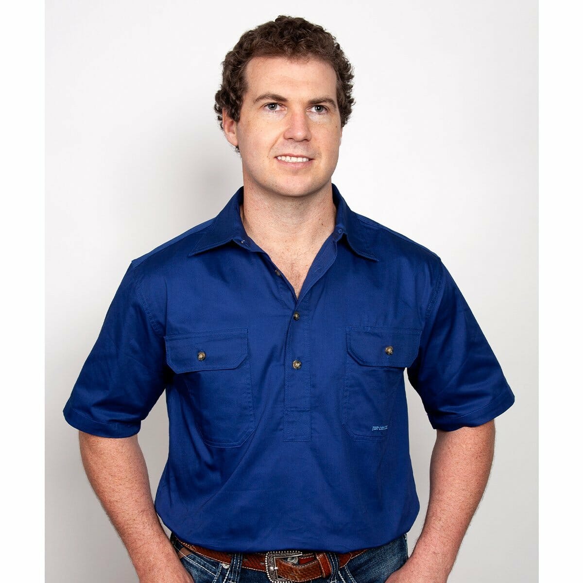 Mens Adam Workshirt SS 1 2 Cobalt