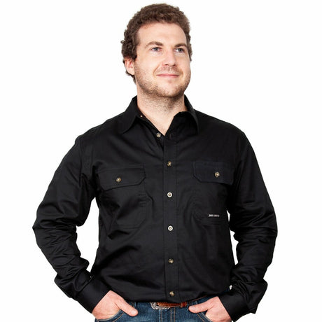 Mens Evan Workshirt LS FB Black