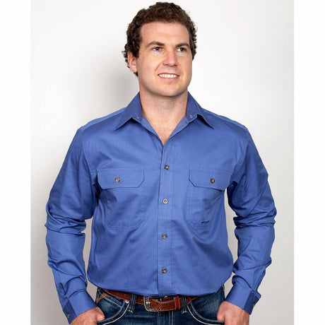 Mens Evan Workshirt LS FB Blue