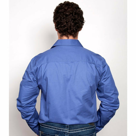 Mens Evan Workshirt LS FB Blue 2