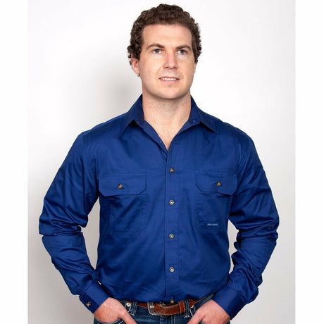 Mens Evan Workshirt LS FB Cobalt