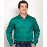 Mens Evan Workshirt LS FB Dark Green