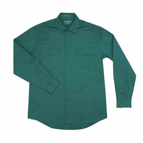 Mens Evan Workshirt LS FB Dark Green 2