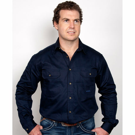 Mens Evan Workshirt LS FB Navy