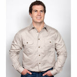 Mens Evan Workshirt LS FB Stone