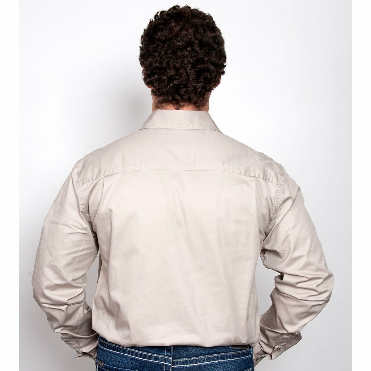 Mens Evan Workshirt LS FB Stone 1