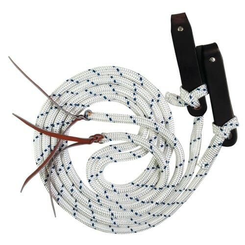 Snaffle Bit Reins White w/Black Fleck