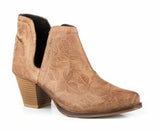 Roper Womens Rowdy Floral Tan Tooled Leather Boot