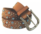 Roper Womens Soft Genuine Leather Belt 1.1/2 - Nail Heads Brown