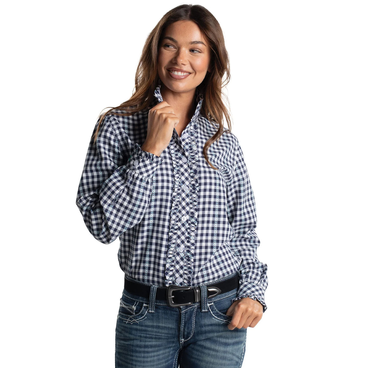 JC Wms Abbey Frills - Patriot Blue and White Check